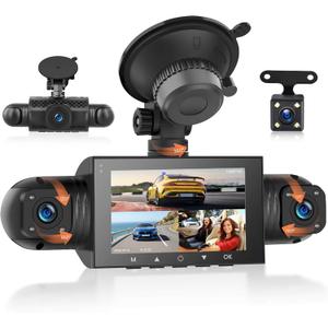 360 Degree View 4 Channel Dash Cam Front and Rear Inside Left Right, Dash Camera for Cars, Built-in Night Vision, 24/7 Recording Parking Mode Monitor