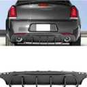 HECASA Rear Bumper Diffuser Compatible with 2015-2023 Chrysler 300 Models Lower Bumper Lip Spoiler Splitter Valance Dual Exhaust Shark Fins Carbon Fiber Color Plastic ABS