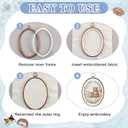Tudomro 12 Pcs Decorative Embroidery Hoop with Fabric Set 9.3" x 6.8" Oval Imitated Wood Cross Stitch Frame & 11.8" Blue Pre-Cut Embroidery Cloth Squares for Craft Sewing Hanging Ornament