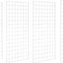 Gridwall Panels, Heavy Duty Grid Panel for Retail Display Wall, 2' Width x 4' Height, White, 4 Pack