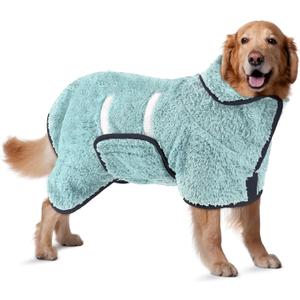 Bienbee Dog Bathrobe, Quick Drying Super Absorbent Dog Robes for After Bath, Warm Keeping Dogs Towel, Dogs Bath Supplies, Light Green XL