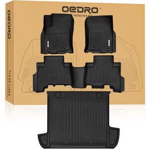 OEDRO Floor Mats & Cargo Liner Fit for Toyota 4Runner 2013-2024(Only 5 Seater, Not Fit 7 Seats), Custom Fit TPE All Weather Floor Liners for 4Runner Accessories, 1st & 2nd Row Car Mats Full Set, Black
