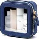 Popvibe Clear Makeup Bag Travel Cosmetic Case Transparent Toiletry Bag with Zipper, Portable Make Up Organizer Traveling Compact Car Bag for Essentials