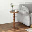 Round Pedestal SideTable Living Room, 24 in tall Small Drink Table Walnut | Small Spaces Martini Table, Wood Leg, for Sofa Bedroom Bedside, Round, 11.8-inch diameter, 24-inch height