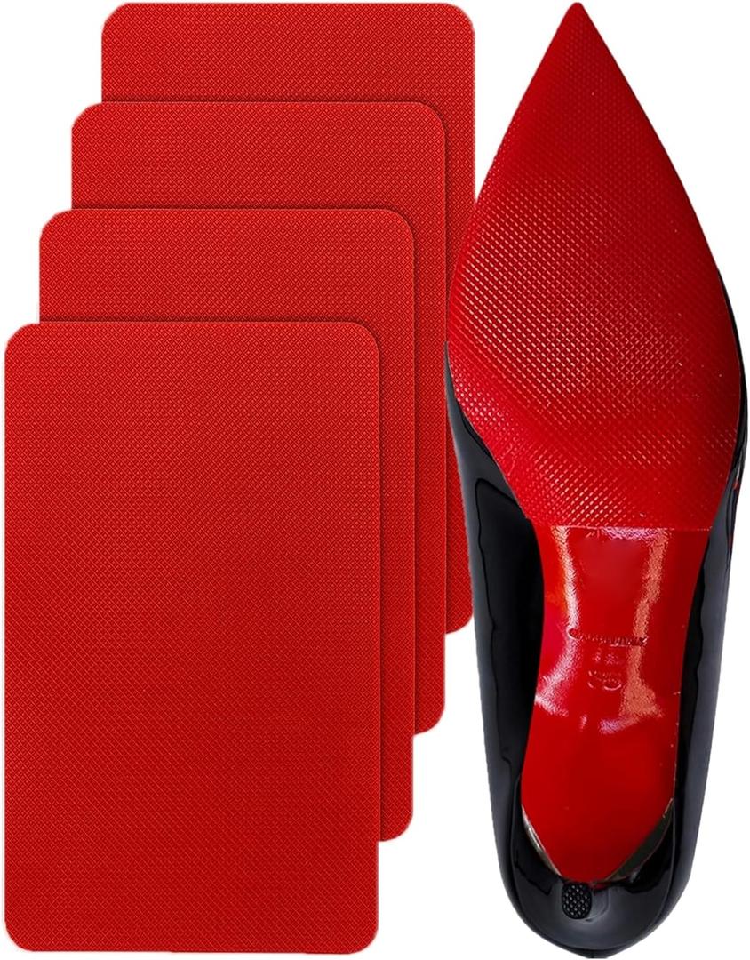 Red Bottom Shoe Sole Protector,Sole Guard - Non-Slip Shoe Pads | Compatible with Christian Louboutin Heels | Smooth Surface Traction | Scratch Prevention(6"x4" 2Pairs)