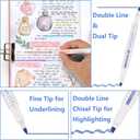 2 x EooUooIP Dual-Tip Highlighter Set, 12 Pack, Pastel Highlighter Assorted Colors, Chisel and Fine Tips Bible Highlighters, No Bleed Highlighters Markers for Bible Journals Planners Books Notes (Double Line-Style)