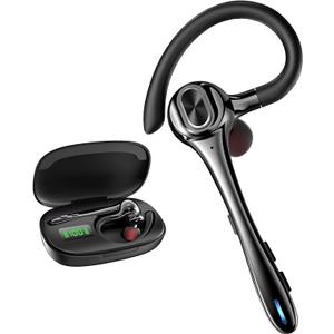 Earbuds Wireless Earpiece Bluetooth Headset with Noise Canceling Mic 160H Standby Time Hands Free Earphones Single Ear Headphone for iphone Android Samsung Cell Phones PC TV Computer Game Trucker Work