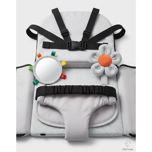 Ultimate 3-in-1 Baby Travel Set: Ultra-Portable Travel Bassinet, Activity Mat with Safety Harness, and Plush Developmental Toys (Mirror & Flower Rattle)