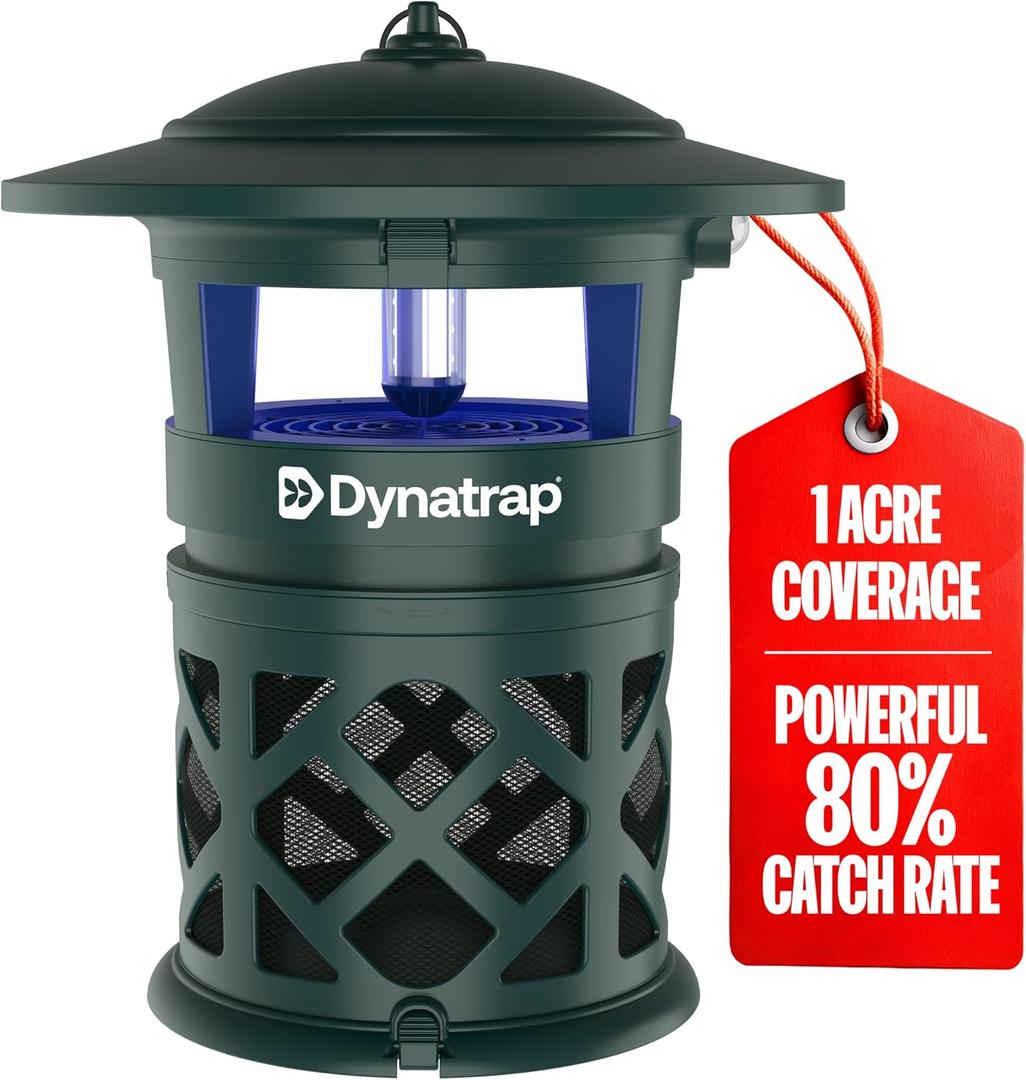 DynaTrap DT2030-GRSR Fly Traps Outdoor - Mosquito & Flying Insect Killer for 1 Acre Kills Flies, Gnats, Wasps - Bug Zapper Alternative - Green