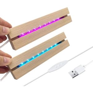 2Pcs 6 Wooden LED Light Display Stand Base,Rectangle Wood Led Light Base Wooden Lamp Base for Display Photos Acrylic Pictures Plexiglass Crystal Resin Craft Art Project