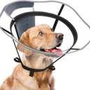 Extended Dog Cone to Stop Licking, Adjustable Depth, Transparent Recovery Collar for Large Medium Dogs, Soft E-Collar After Surgery Neuter with Reflective Strip for Night Visibility M