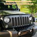 Front Grille Mesh Inserts & Headlight Cover for Jeep Wrangler JK JKU Sport Freedom Rubicon Sahara Unlimited 2007-2018 Exterior Accessories Clip-in Grille Guard Headlight Bezels Trim (Matte Black)