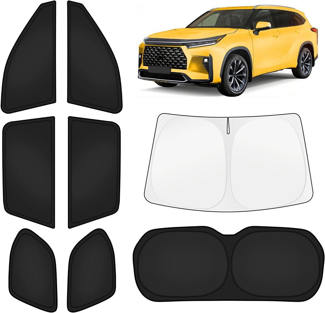 KUST Car Window Shades for Toyota Grand Highlander 2024-2025 2026 Windshield Sun Shade Side Window Cover UV Block Privacy Protection Accessories for Camping Blackout Rear Back Full Set 8PCS