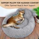 PetJett Calming Dog Bed Medium Size Dog - 30'' Donut Bed, Washable Dog Bed - Anti-Slip Super Soft Fluffy Plush Round Bed, Anti-Anxiety Premium Comfort Pet Bed, Fits Dogs up to 45 lbs - Bright Grey