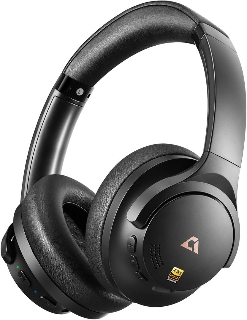 1Mii AI Y8 Active Noise Cancelling Headphones, Wireless Headphones Over Ear Bluetooth 6.0, LDAC Hi-Res Audio,100H Playtime with AI Translation Voice Chat Custom EQ via App for Travel/Home/Office-Black