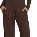 Darong Womens 2 Piece Matching Lounge Sets 2026 Long Sleeve Henley Shirts Wide Leg Pants Airport Travel Outfits Small