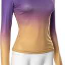 Women's Long Sleeve Crop Top Fitted Y2K Shirt Purple Yellow M