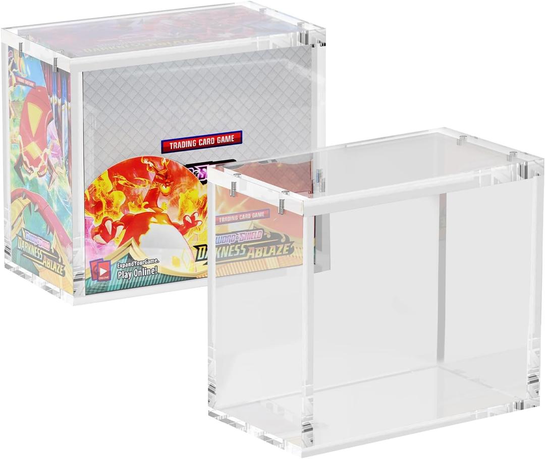 Booster Box Acrylic Protector Case Display Case 8mm Thick Magnetic Lid Closure Easy Top Loading UV Protection Dustproof Display Case Compatible with PKMN Booster Boxes (Case Only)