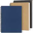 Dynta 3Packs Large Spiral Notebooks 8.5 "x 11" Lined College Ruled Journals for Work, School, Good for Students and Office, 160 Pages/80 Sheets with 100 GSM Lined Paper(3 Colors) (Brown,Black,Blue)