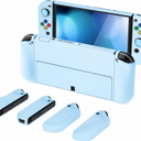 PlayVital AlterGrips Protective Slim Case for Nintendo Switch OLED, Ergonomic Grip Cover for Joycon, Dockable Hard Shell for Switch OLED w/Thumb Grip Caps & Button Caps
