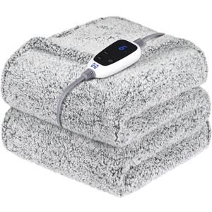 Sealy Electric Blanket Heated Throw 50"x60" Soft Double Sherpa Super Cozy with 6 Fast Heating Levels & 2-10 Hours Auto-Off, Over-Heat Protection, Machine Washable, Charcoal