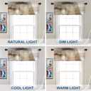 Batmerry Brown Beige Abstract Art Kitchen Valances Half Window Curtain, Brown Art Abstract Acrylic Painting Kitchen Valances for Windows Heat Insulated Valance for Decor Reducing The Light 52x18 Inch