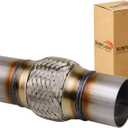 Exhaust Flex Pipe Universal Type 100% Stainless Steel For Heavy Duty and Cars (1 PC, 2.5X4X8)