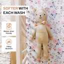 Mini Crib Sheet with Floral & Pink Pattern - 100% Organic Cotton Pack n Play Fitted Sheet - Premium Pack n Play Sheets - Compatible as Graco Pack n Play Sheet & Mini Crib Sheets - Pickle & Pumpkin