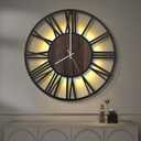 LEIKE Large Wall Clocks with Night Light Battery Operated,Silent Non Ticking,Rustic Modern Big Wood Clock for Living Room, Bedroom,Kitchen,Farmhouse,Office,Home Decor-24 Inch(Roman Numerals)