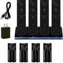 DTianSir 4 in 1 Wii Remote Charger,Charging Station with 4 Pack 2800mAh Rechargeable Battery,Plugs,USB Cable for Wii/Wii U Remote Controller (Black)