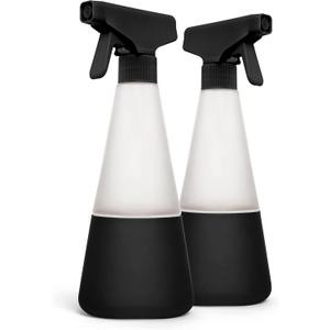 Cleancult Glass Spray Bottles (16oz, 2 Pack) - Refillable All Purpose Cleaning Spray Bottle - BPA-Free Plastic Nozzle & Non Slip Silicone Sleeve - Shatter Resistant, Dishwasher Safe - Matte Black