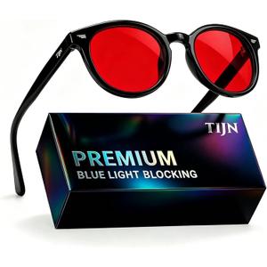 TIJN Blue Light Blocking Glasses Men Women Vintage Thick Round Rim Frame Eyeglasses
