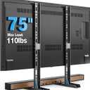 YOMT Universal Table Top TV Stand for 20-75 Inch Flat Curved TVs, Height Adjustable TV Legs with Cable Management, Great Load-Bearing Replacement TV Base Holds up to 110lbs, Max VESA 800x600mm, Black