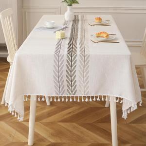 Deep Dream Table Cloth Rectangle Table, Rustic Waterproof Cotton Linen Tablecloths, Wrinkle Free Farmhouse Style Table Cloths for Parties, Kitchen Dining, Holiday, 55''x120'',10-12 Seats