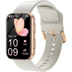 MorePro Health Fitness Tracker for Women Men, 24/7 Heart Rate Blood Pressure & Oxygen Monitoring, Sleep Tracker, 120+ Sport Modes Smart Watch, IP68 Waterproof, 2 Bands, Compatible Android iOS (Gold)