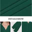 Womens Puff Long Sleeve Tops Henley V Neck Pleated Button Down Shirts Tunic Dress Blouses Business Casual Outfits (Green, S)