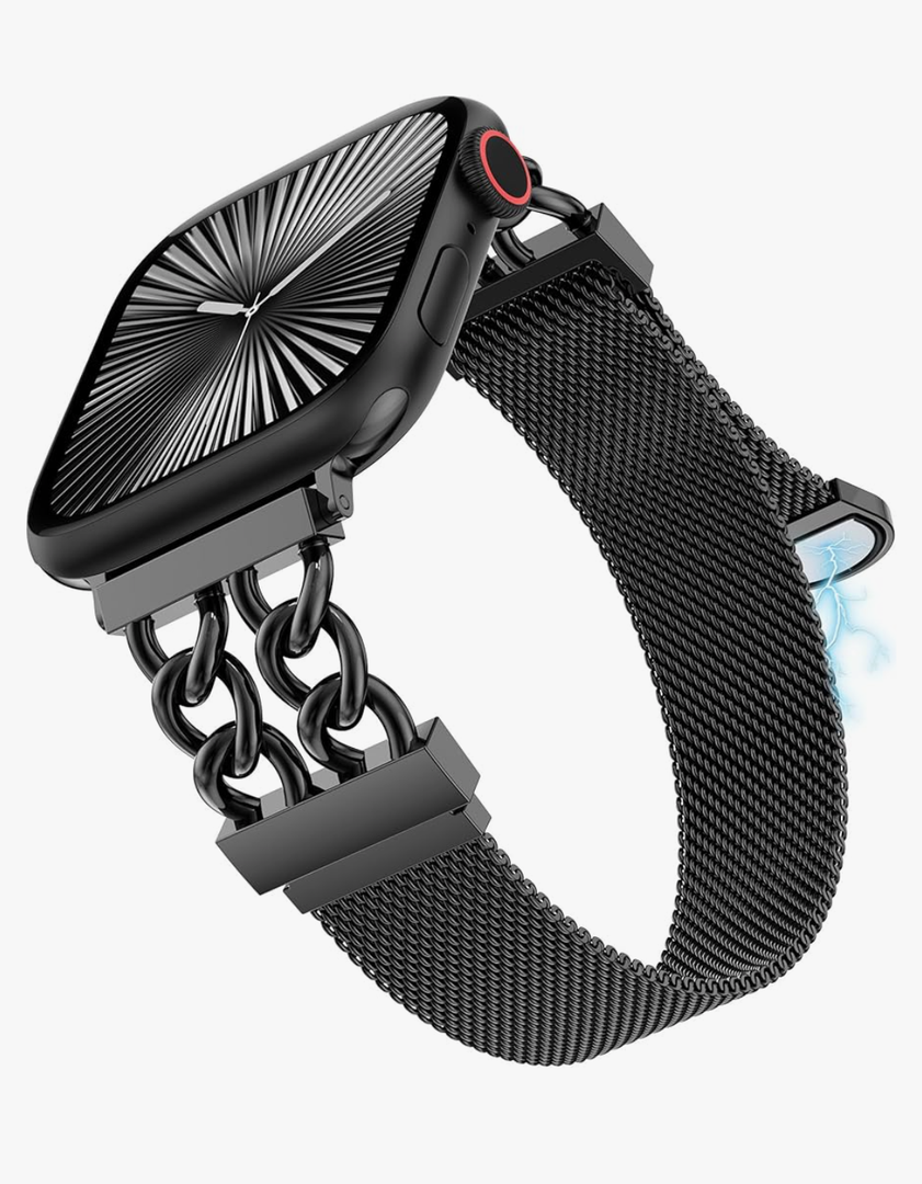 Girovo Metal Magnetic Band Compatible with Apple Watch Bands Women 41/40/38/49/46/45/44/42mm, Dressy Designer Stainless Steel Chain Mesh Loop Strap for iWatch Series 11 10 9 8 7 6 5 4 SE/Ultra 3 2 1 ,Size: 49/46/45/44/42mm(Series 3 2 1)