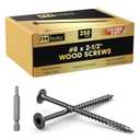 #8 x2-1/2 Deck Screws, 250Pcs Star Drive Wood Screws, Rust Resistant Timber Screws for Timber/Log/Landscaping Wood, T20 Star Bit Included, Black