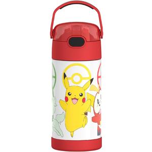 THERMOS FUNTAINER Water Bottle with Straw - 12 Ounce - Kids Stainless Steel Vacuum Insulated Water Bottle with Lid, Pokmon (Pokemon)