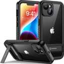 Lanhiem for iPhone 14 Case with Kickstand, IP68 Waterproof Dustproof Built-in Screen Protector, Full Body Shockproof Protective Front and Back Cover for iPhone 14, 6.1 Inch (Black)