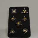 ORIFANTOU 7PCS Metal DND Dice Set with Box, Debris RPG Black Gold D and D Dice for use with D&D Tabletop Games Role Playing Game Polyhedral Dice Set D20 D12 D10 D8 D6 D4