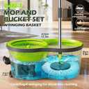 Spin Mop Bucket System,Masthome Pedal Spin Mop and Bucket with Wringer Set,EasyWring Microfiber Mop with 3 Mop Pads,360Spinning Floor Cleaning System - Home & Office Suitable