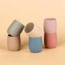 4 x Silicone Tiny Cup, 2 Pack Tiny Cups for 6 months+, Open Cup for Baby Essentials 2.5oz (Sand/Blush)