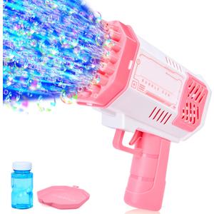 Sloosh Bubble Machine Toy for Kids, Rocket Shape Bubble Gun for Kids Ages 4-8, Gifts, Adults, Party Favors, Summer, Wedding, Easter (Pink), Pack of 2