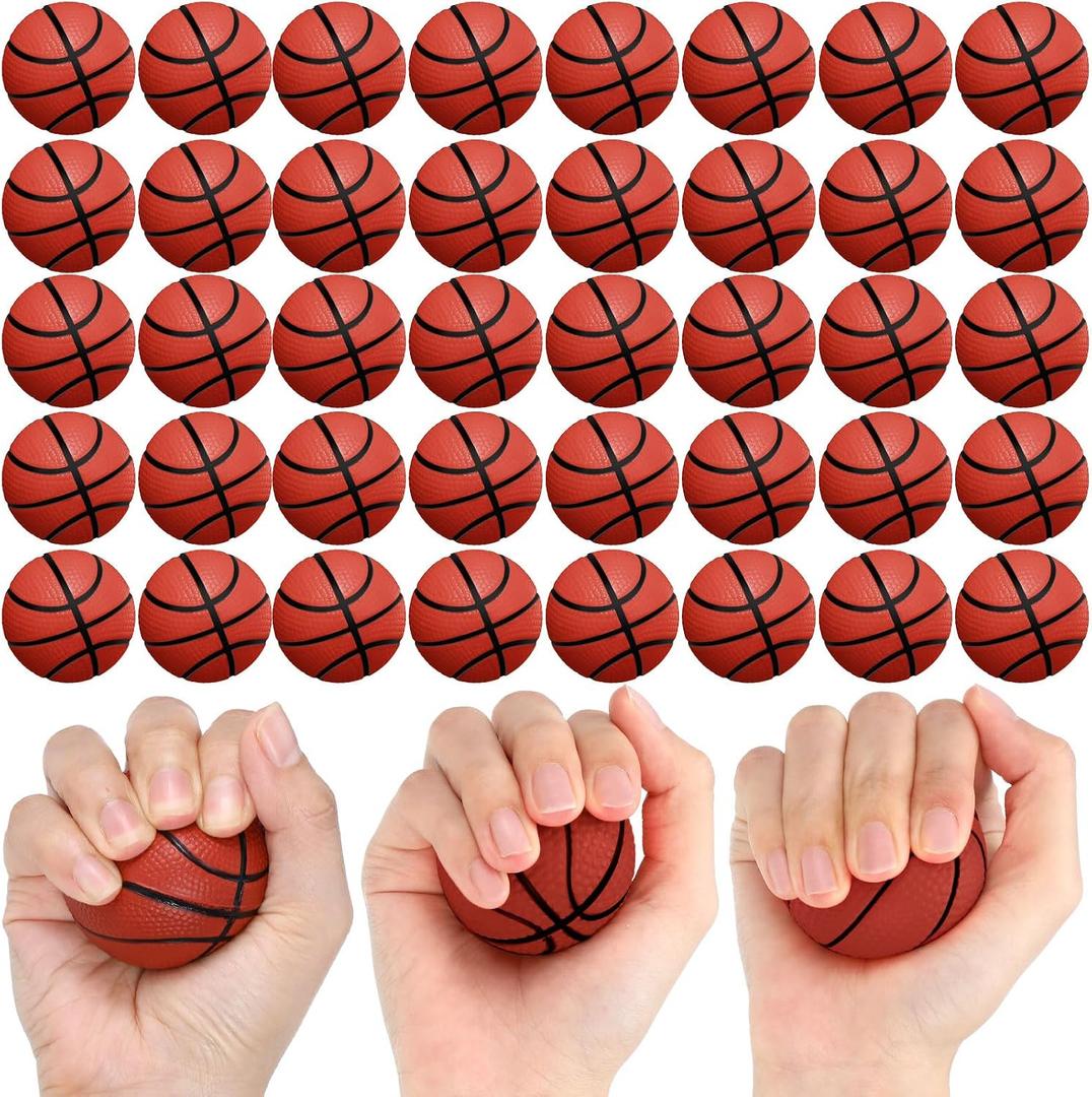 Libima 100 Pcs Mini Basketball Stress Balls 2'' Mini Foam Small Basketball Party Favors Squeeze Sports Balls for Anxiety Stress Relieving School Sports Theme Party Favor(Coffee Red)