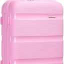 Kono Carry On Luggage 24 Inch Checked-Medium Hard Shell Travel Trolley 4 Spinner Wheels Lightweight Polypropylene Suitcase with TSA Lock, Pink
