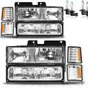 Headlights W/Bulbs for 1994-1998 Chevy C10 Pickup C/K 1500 2500 3500 Chevy Silverado Tahoe Suburban, 1992-1994 Blazer Driver & Passenger Side