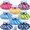 TrelaCo 8 Pcs Ice Pack for Injuries Reusable with Screw Refillable Reusable Hot and Cold Bag for Sport Injuries Head Shoulder Back Neck Knee Pain Relief, 8 Colors, 6 Inch (Retro)