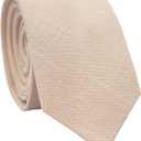 BELLUNO Men's Skinny Ties, Cotton Linen Blend 2.5 inch Solid Neckties (84 Warm Beige)