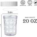 4 Pack Glass Canning Jars with Lids, Glass jars with Airtight Lids, 20 oz Wide mouth Mason Salad jars,BPA Free Food Storage Containers for Yogurt Spice Sugar, fridge dishwasher safewhite